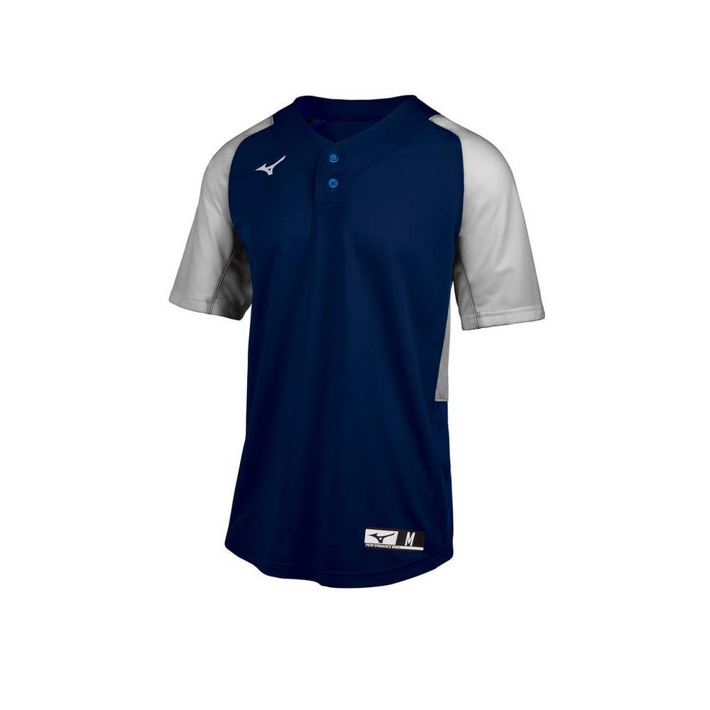 Mizuno Men's Aerolite 2-Button Baseball Jersey Navy/Grey (350749-UJZ)